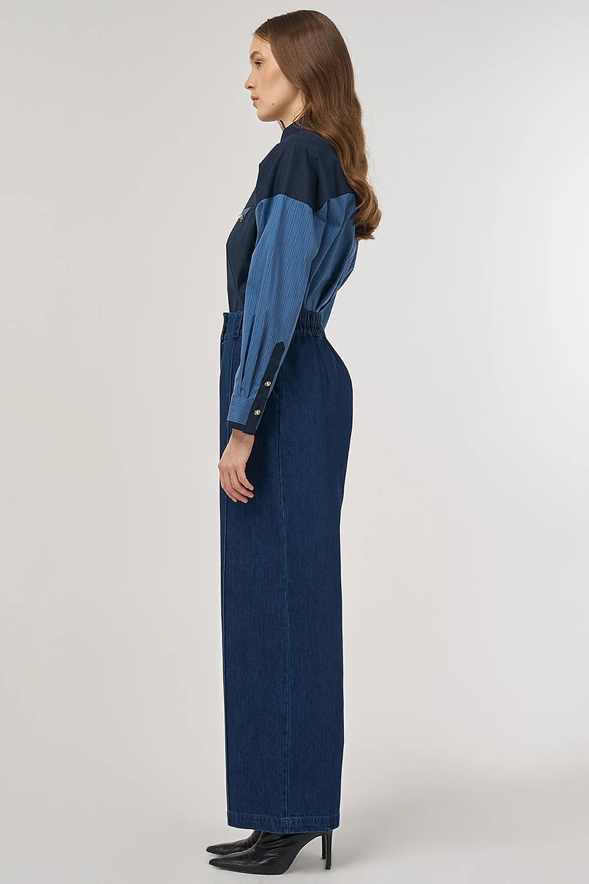 Chima Seam-Stitched Marine Fit Denim Pants Navy