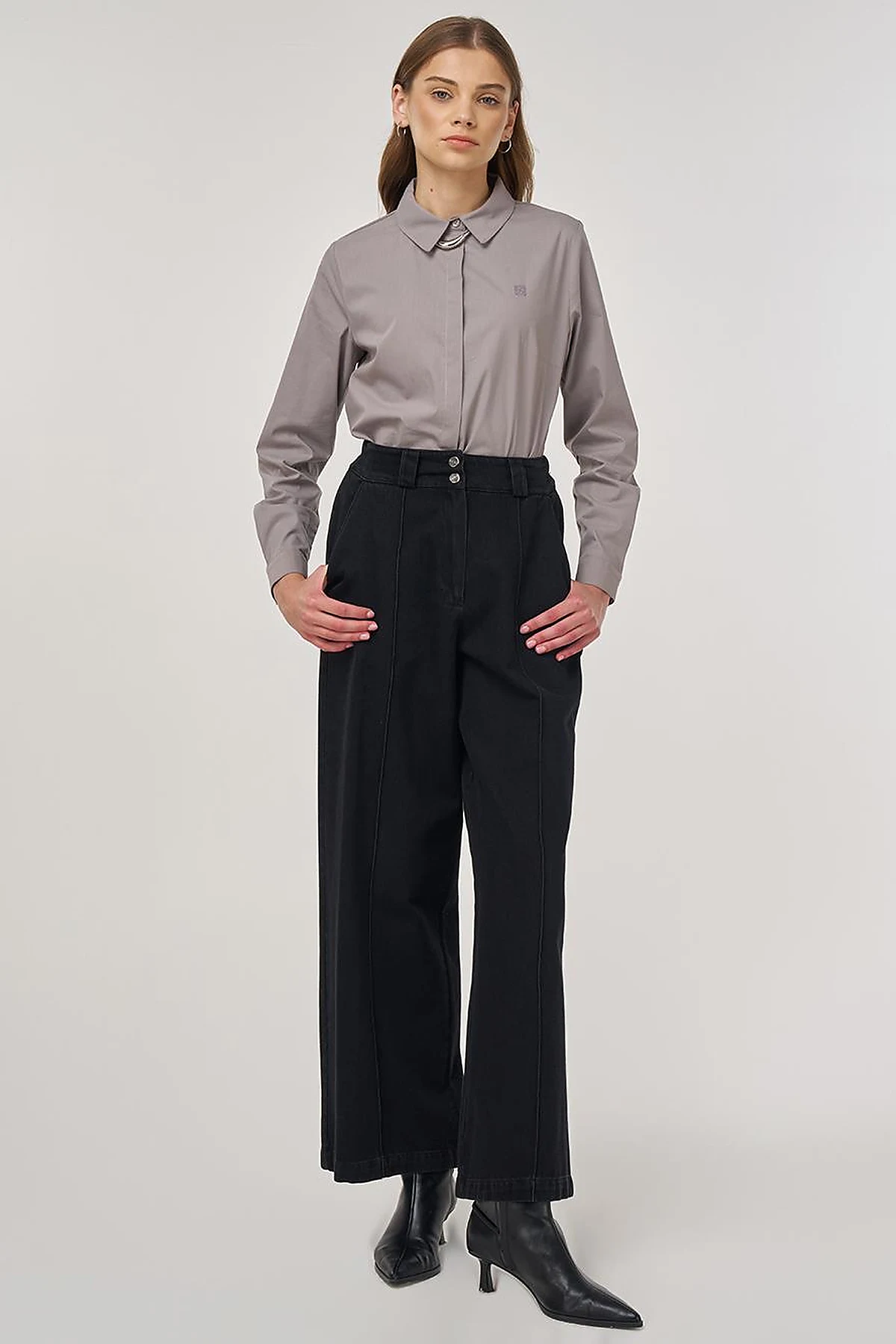Chima Seam-Stitched Marine Fit Denim Pants Black