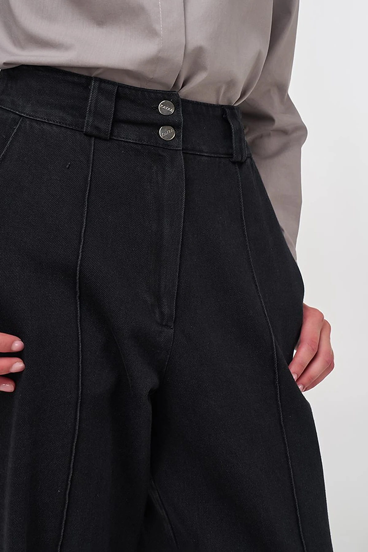Chima Seam-Stitched Marine Fit Denim Pants Black