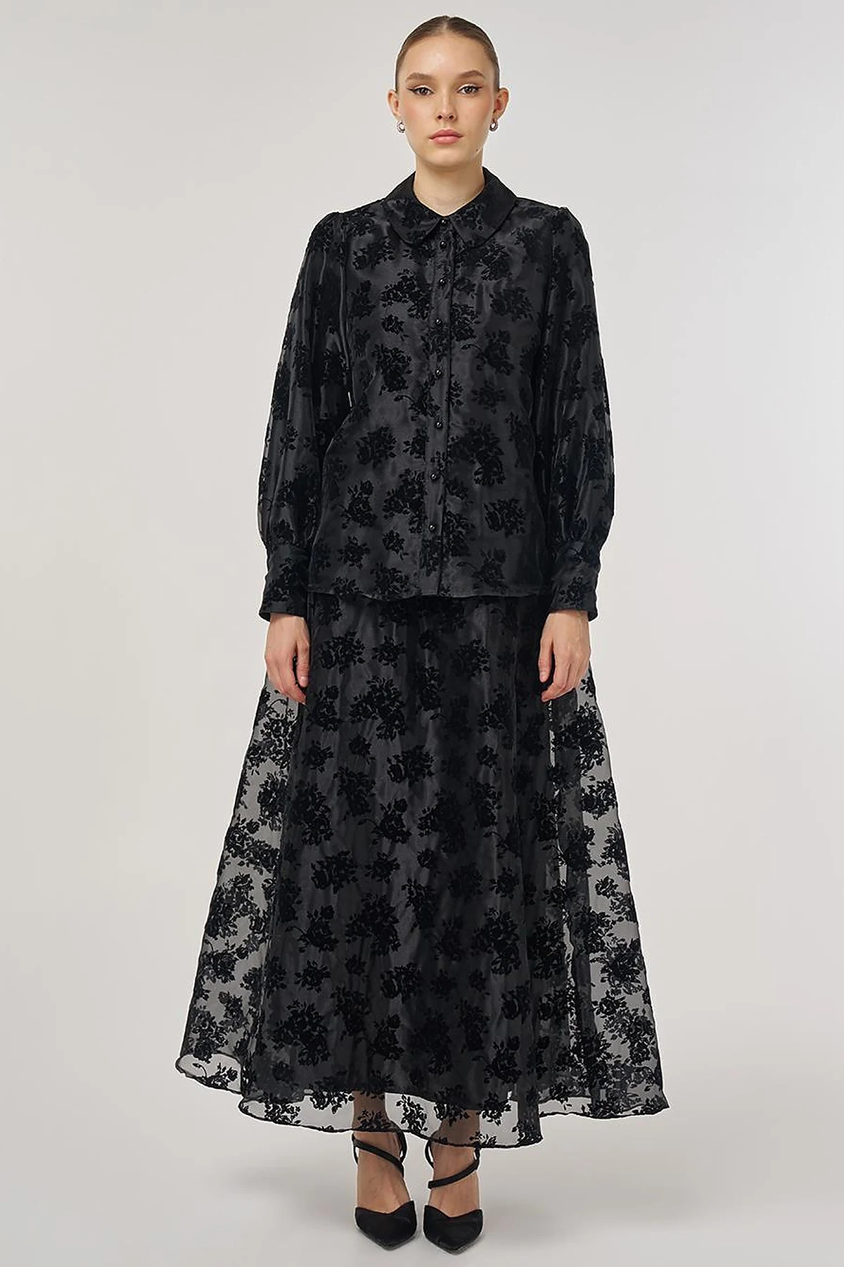 Skirted Organza Set - Black