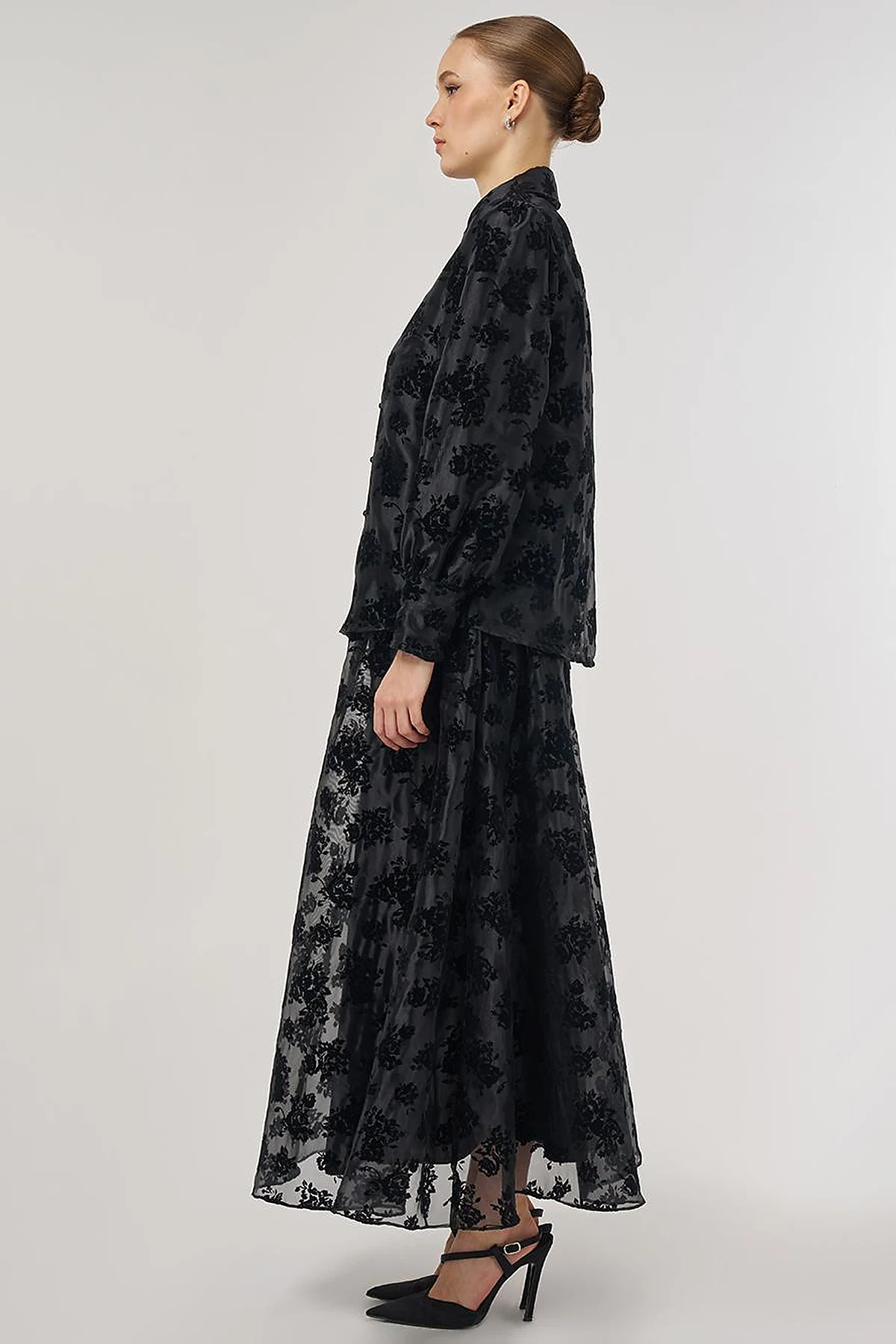 Skirted Organza Set - Black