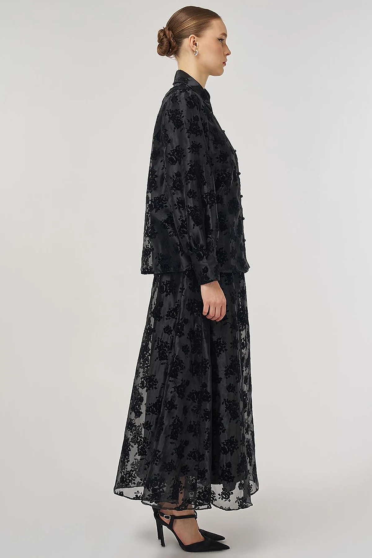 Skirted Organza Set - Black