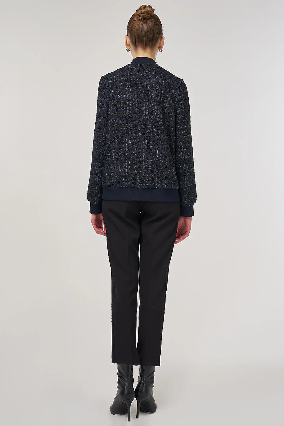 College Collar Tweed Jacket Navy