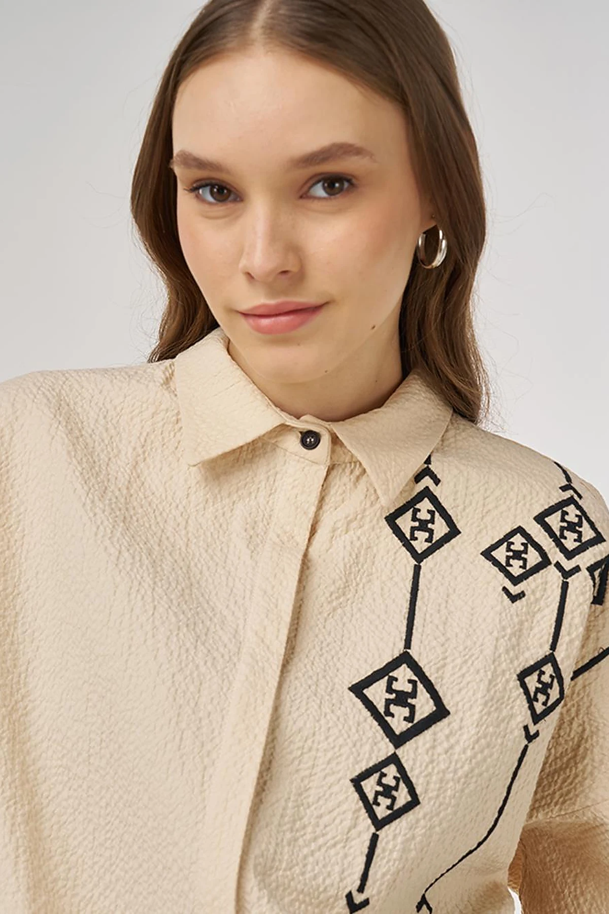 Embroidered Cotton Two-Piece Set Light Yellow