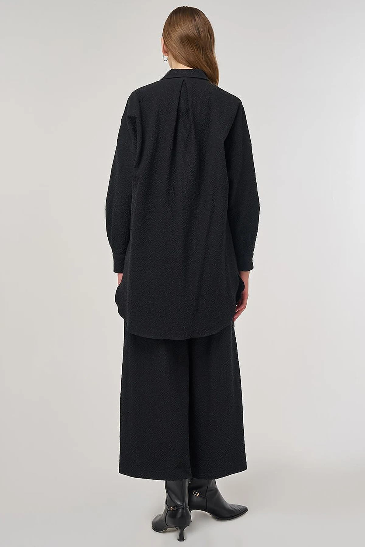 Embroidered Cotton Two-Piece Set Black
