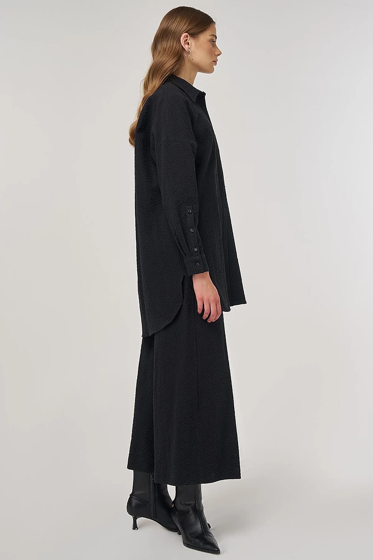 Embroidered Cotton Two-Piece Set Black