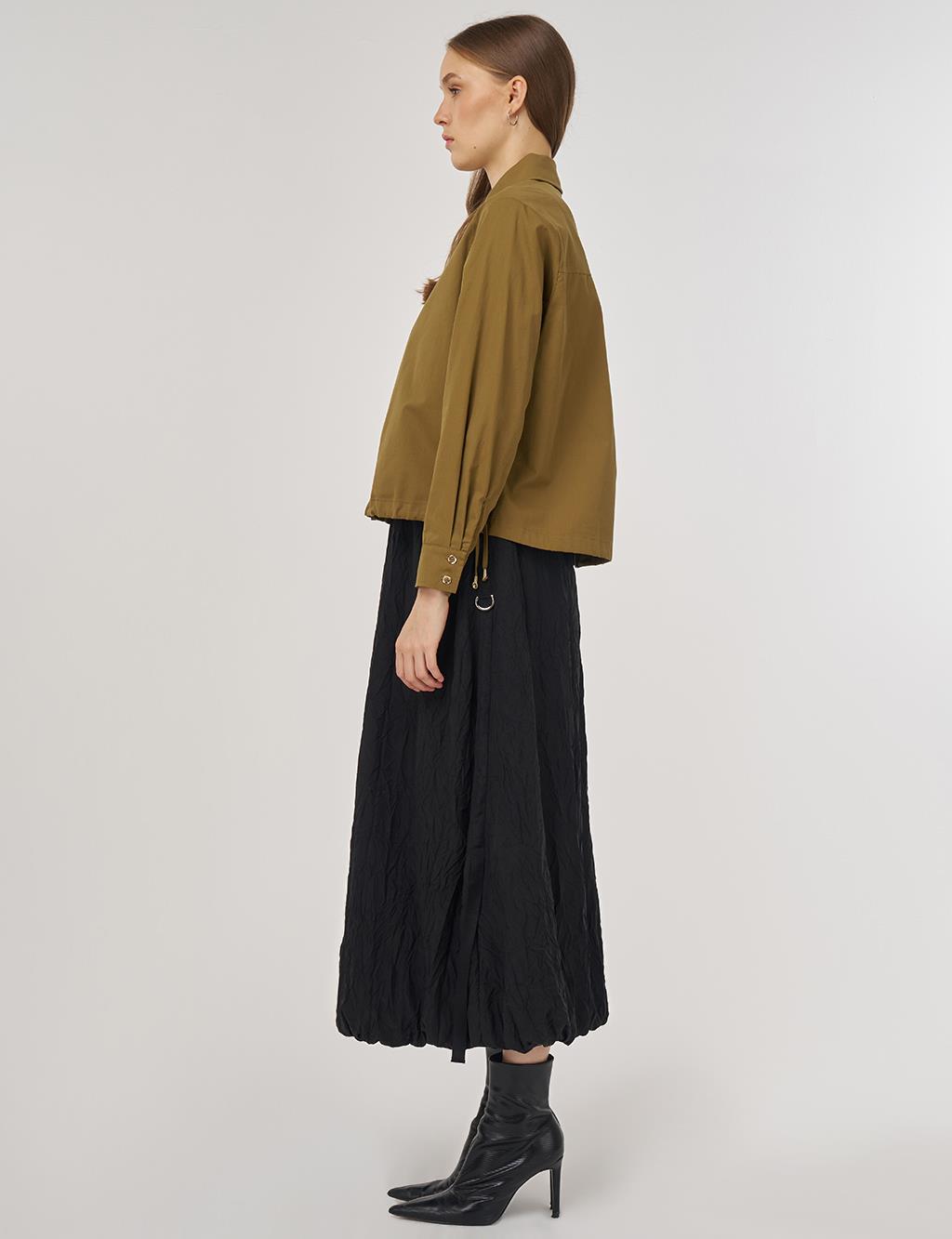 100% Cotton Single-Pocket Blouse Dark Olive