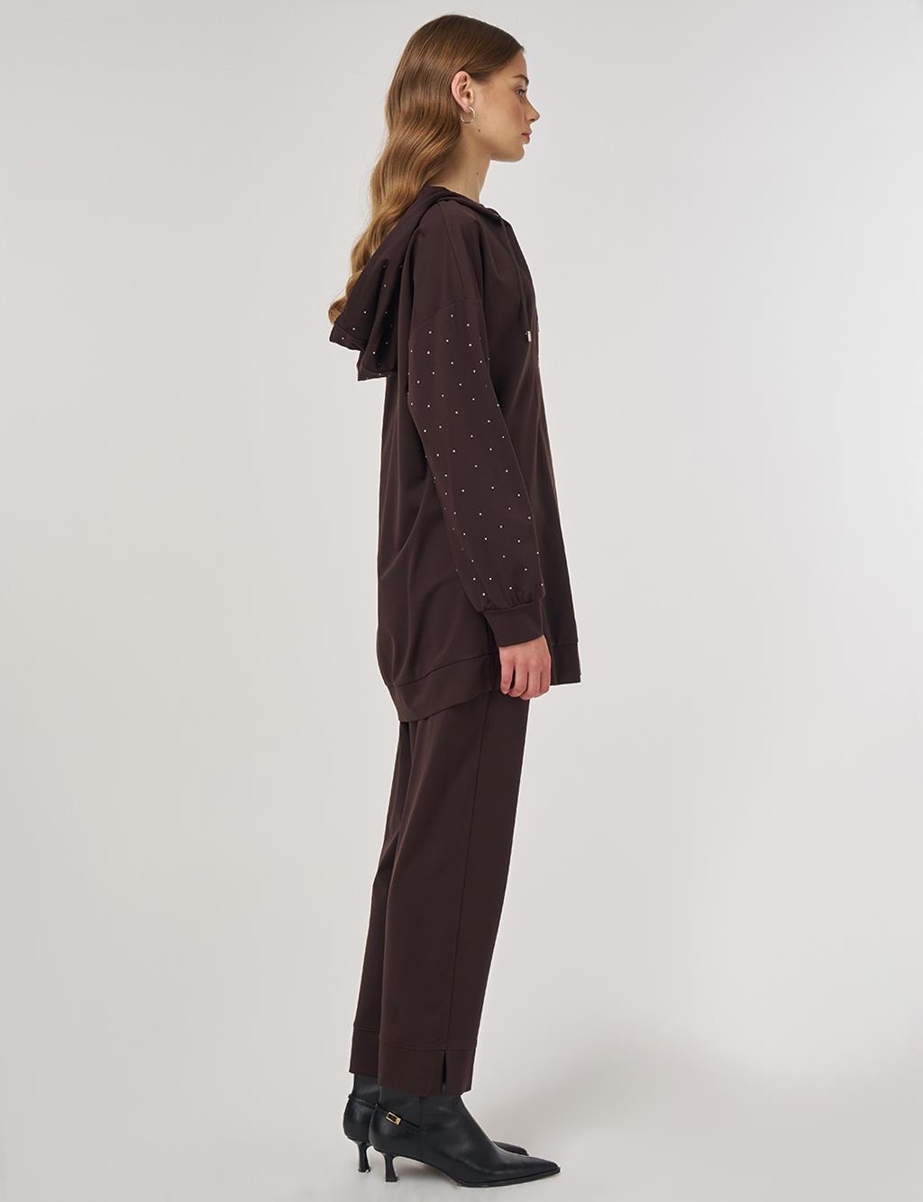 Hotfix Printed Rayon Two-Piece Set Dark Brown