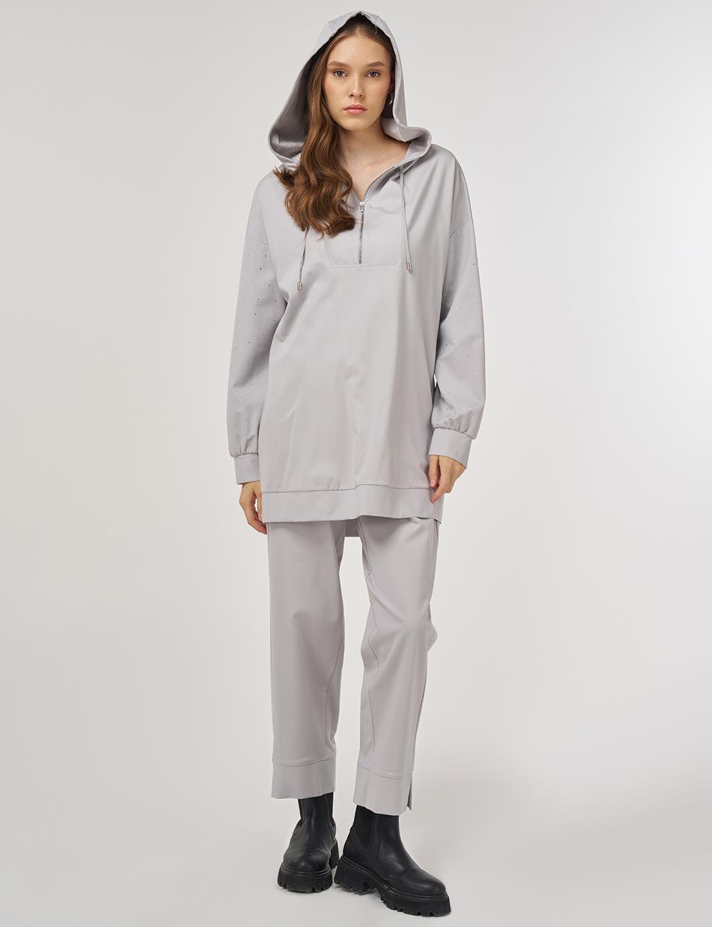 Hotfix Printed Rayon Two-Piece Set Gray