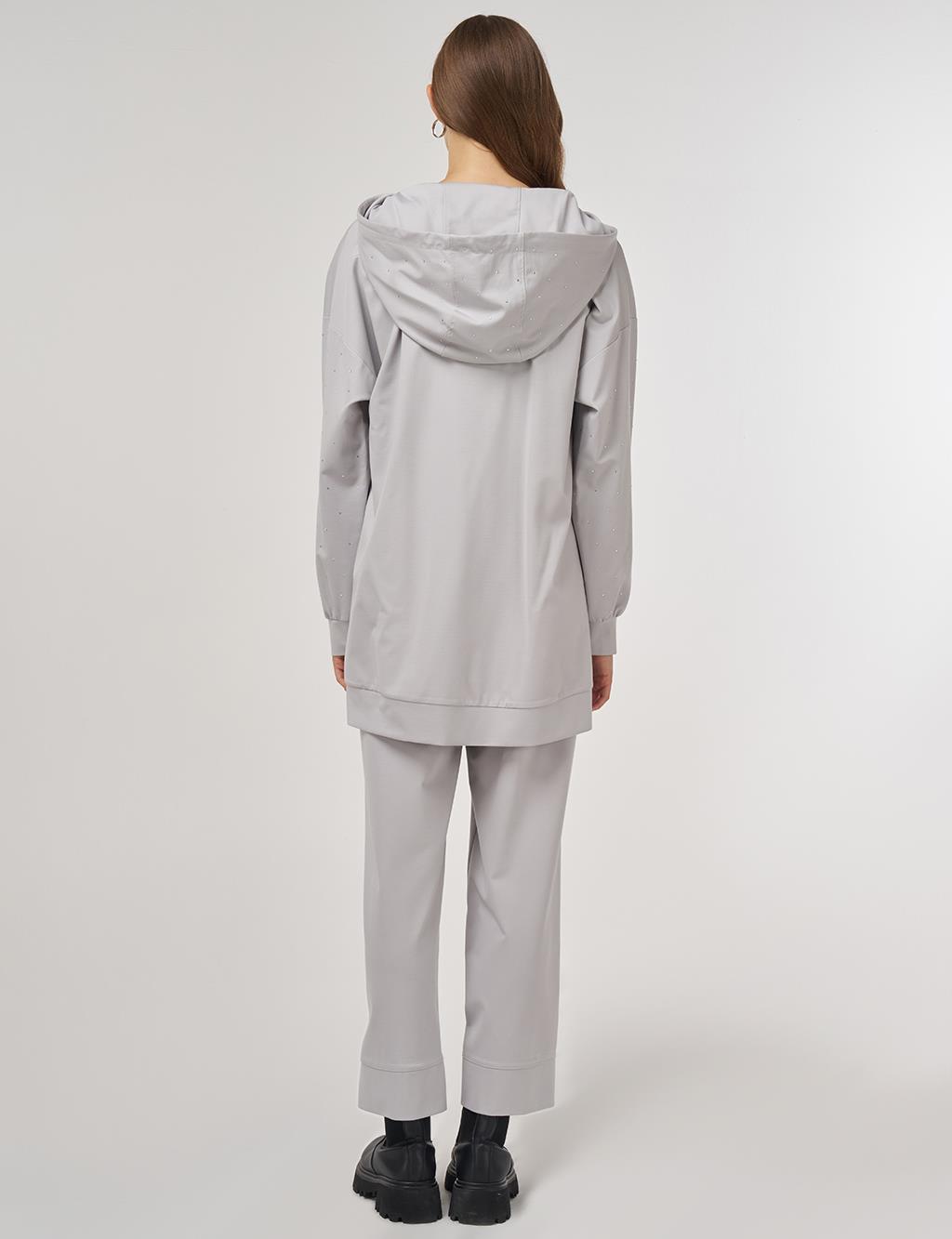 Hotfix Printed Rayon Two-Piece Set Gray