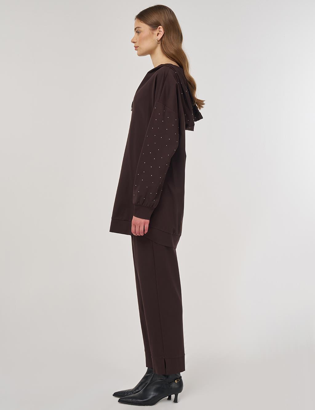 Hotfix Printed Rayon Two-Piece Set Dark Brown