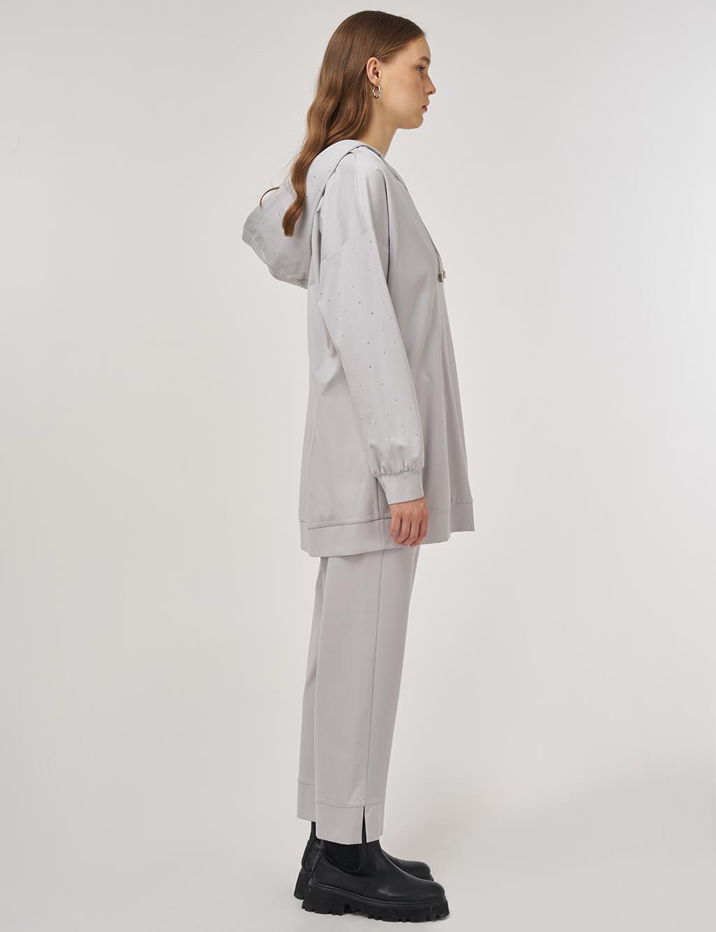Hotfix Printed Rayon Two-Piece Set Gray