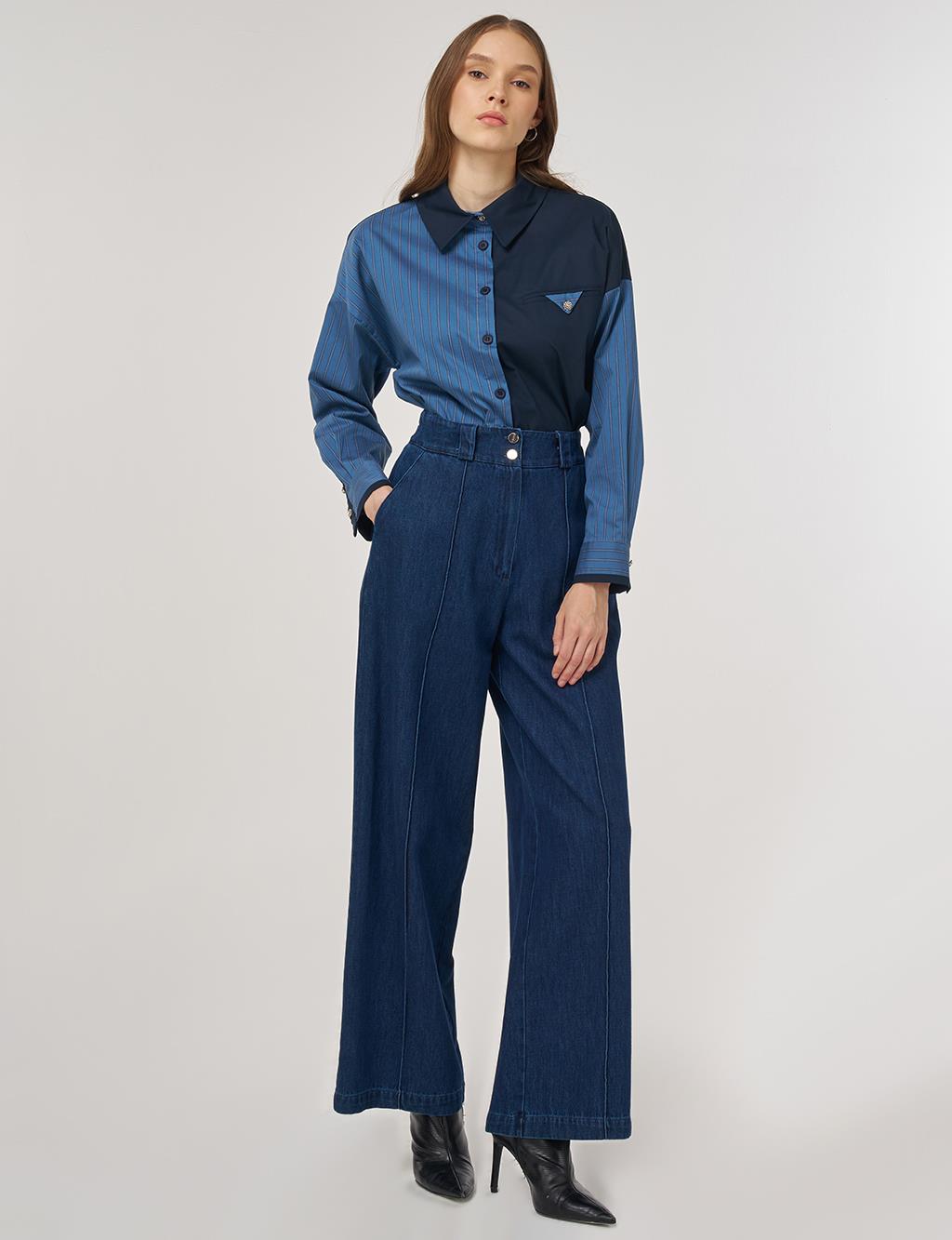 Marine Fit Denim Pants Navy