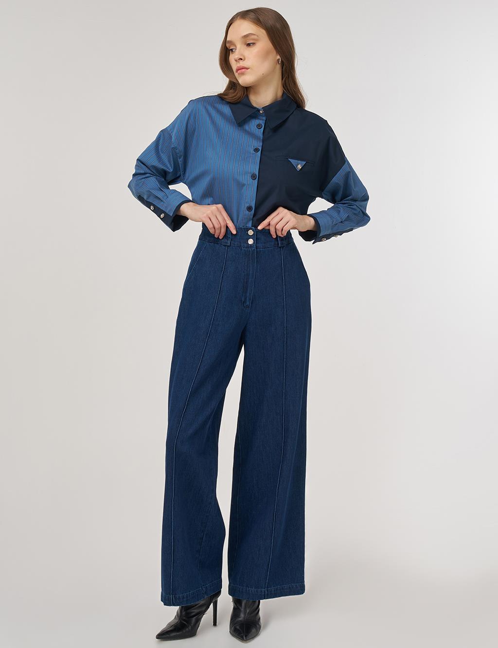 Marine Fit Denim Pants Navy