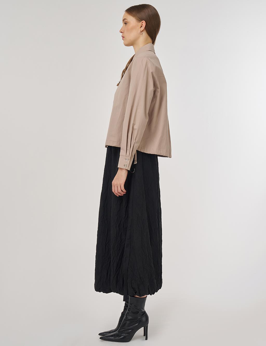 100% Cotton Single-Pocket Blouse Mink