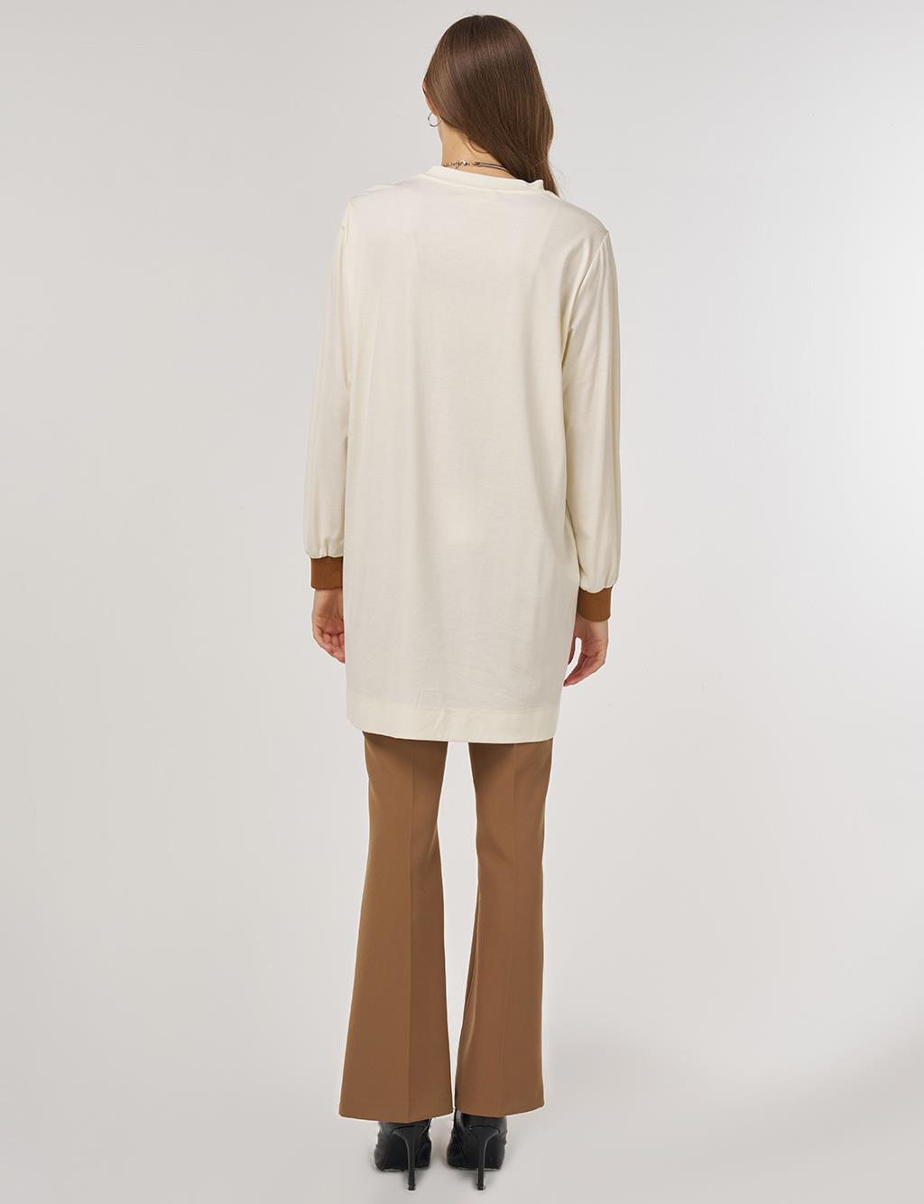 Graphic Printed Rayon Sweatshirt Ecru