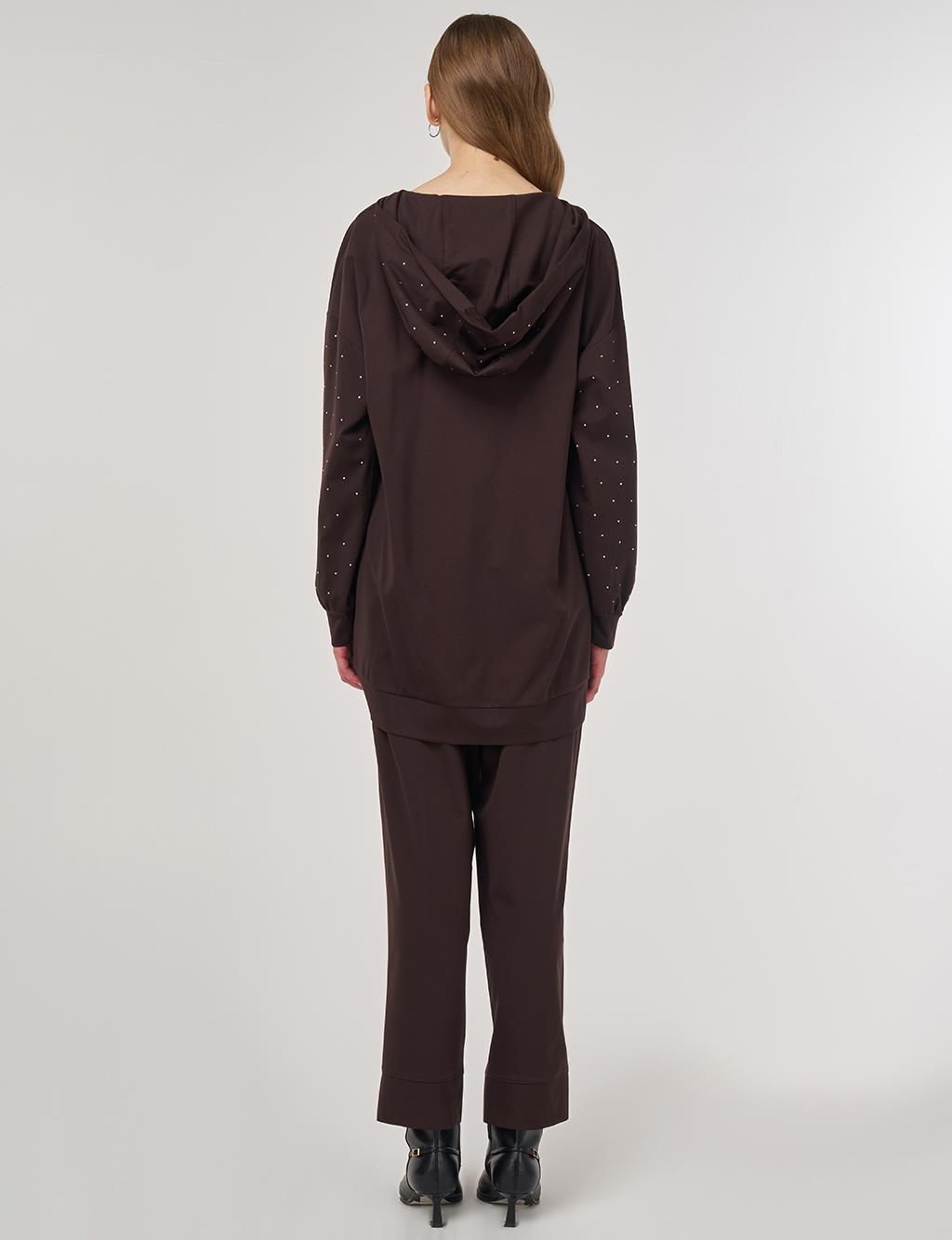 Hotfix Printed Rayon Two-Piece Set Dark Brown
