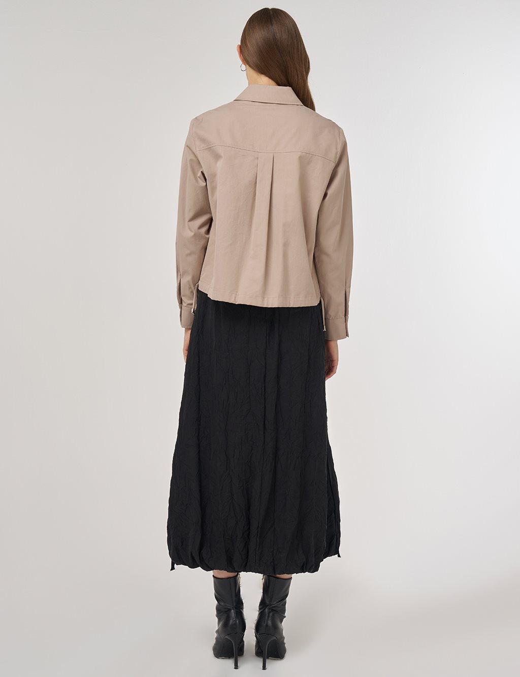100% Cotton Single-Pocket Blouse Mink