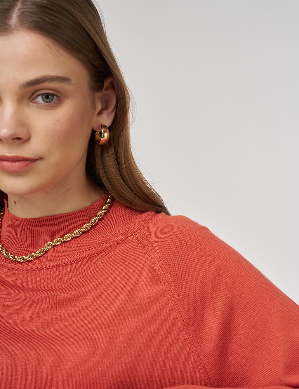 Half Turtleneck Knit Tunic Terracotta