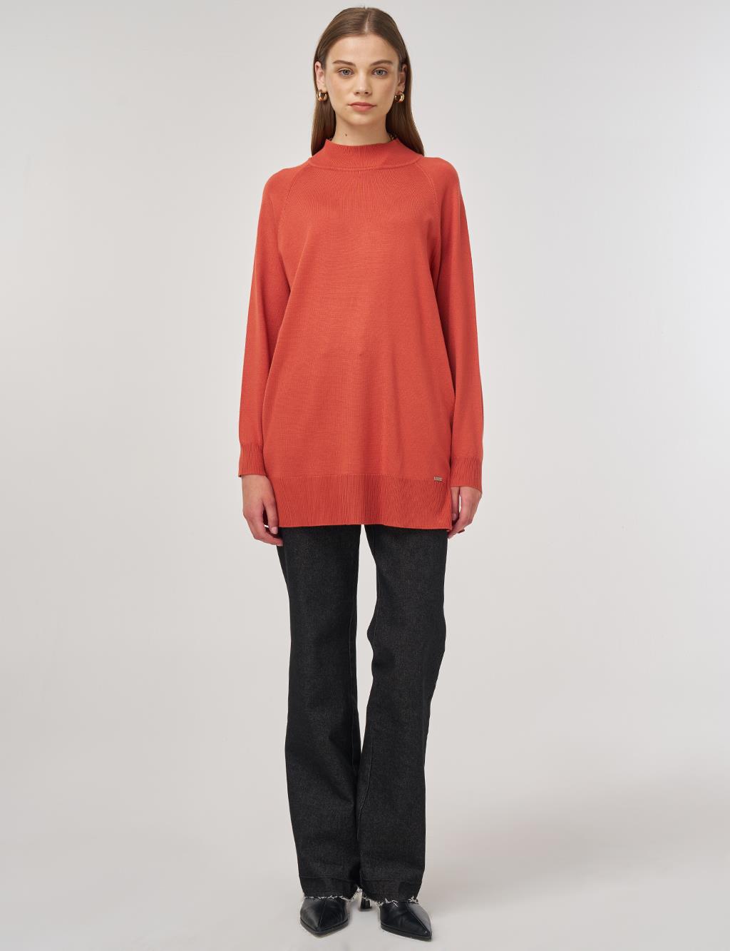 Half Turtleneck Knit Tunic Terracotta