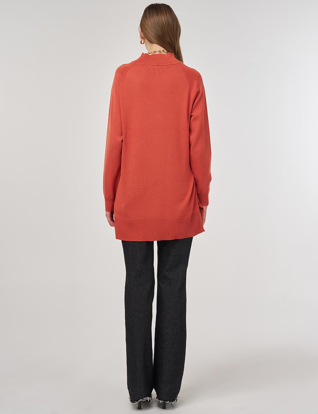 Half Turtleneck Knit Tunic Terracotta