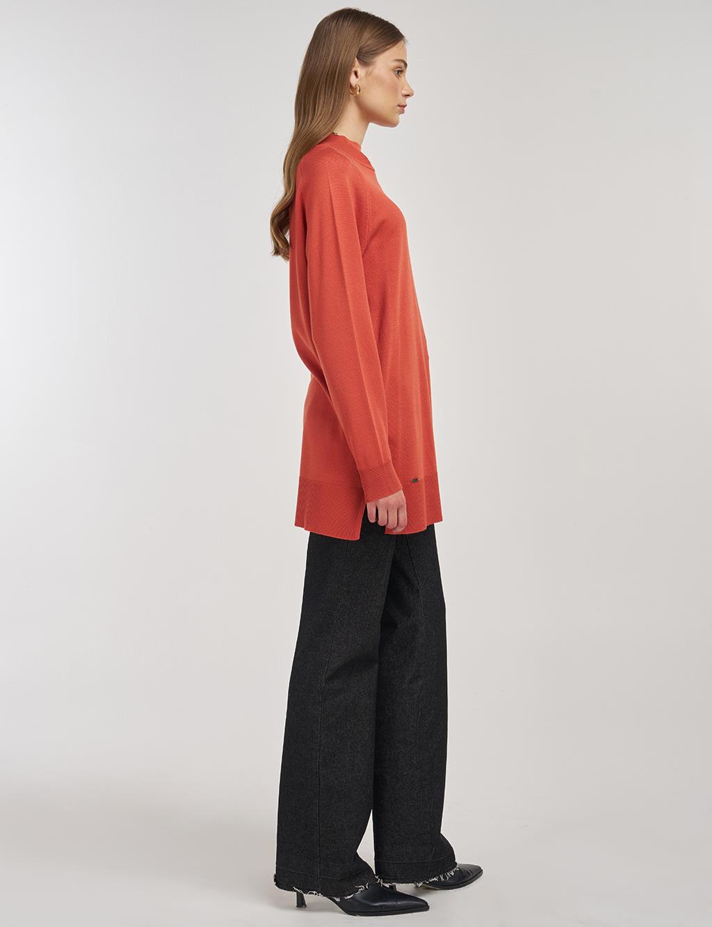 Half Turtleneck Knit Tunic Terracotta