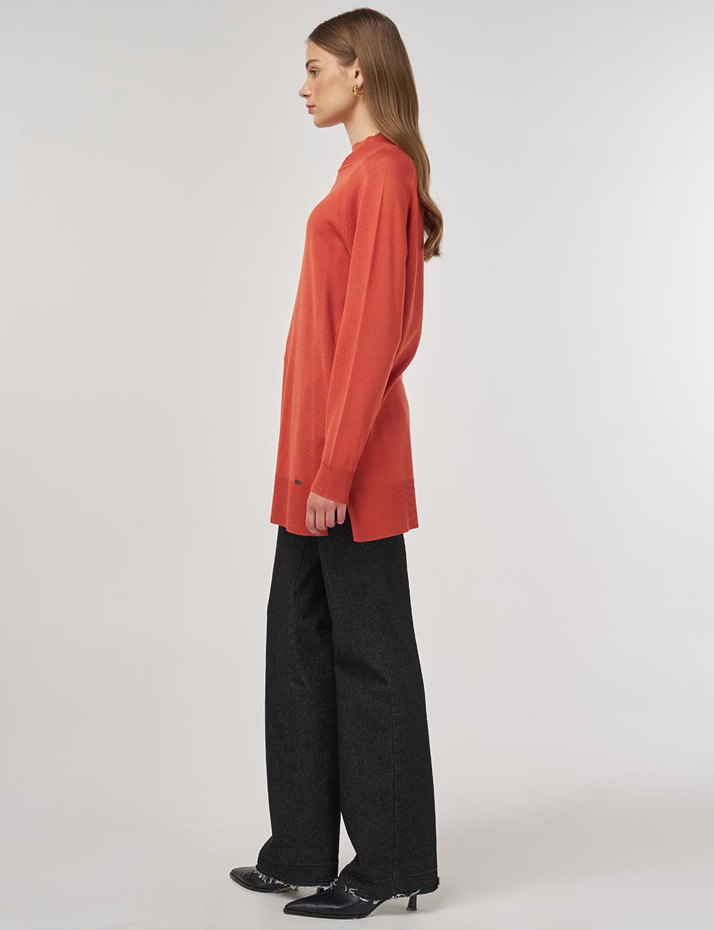 Half Turtleneck Knit Tunic Terracotta