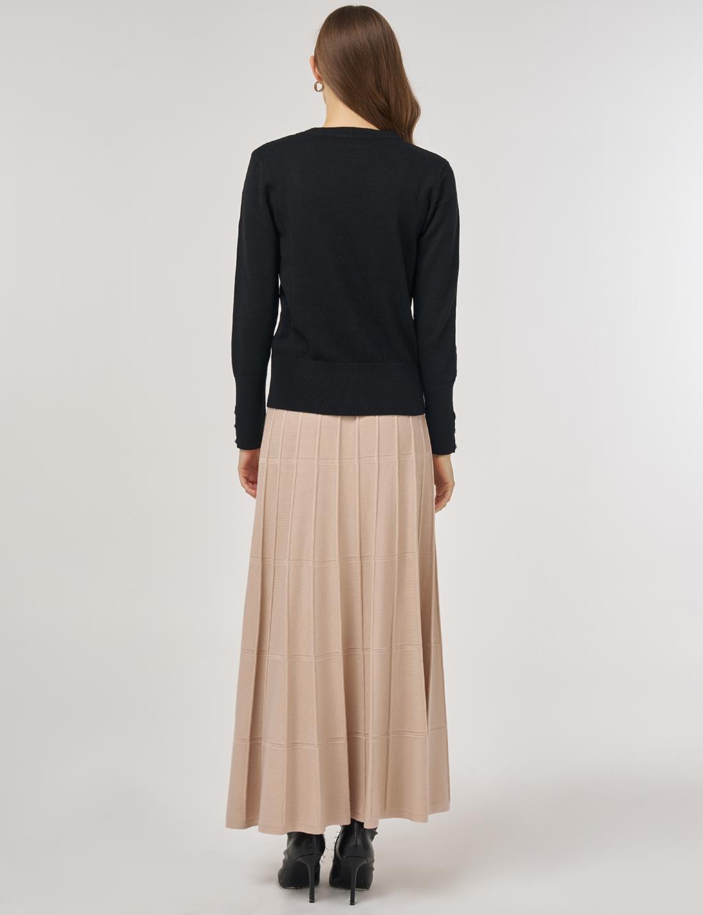 Button-Detail Knit Sweater Black