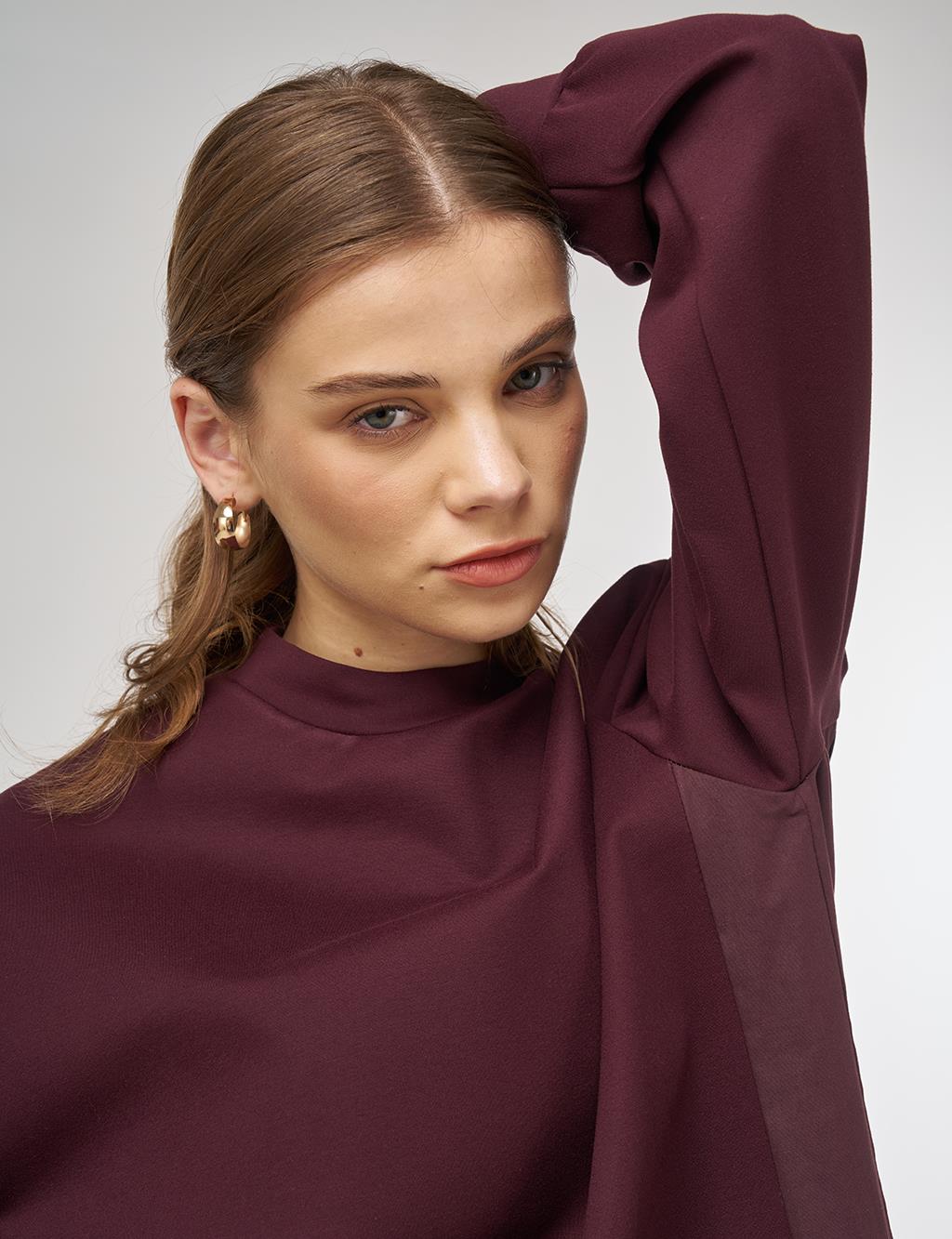 Embossed Detail Sweatshirt Dark Burgundy 