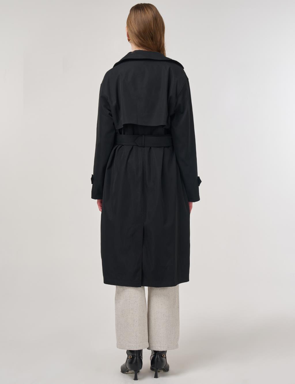 Men's Collar Trench Coat Black