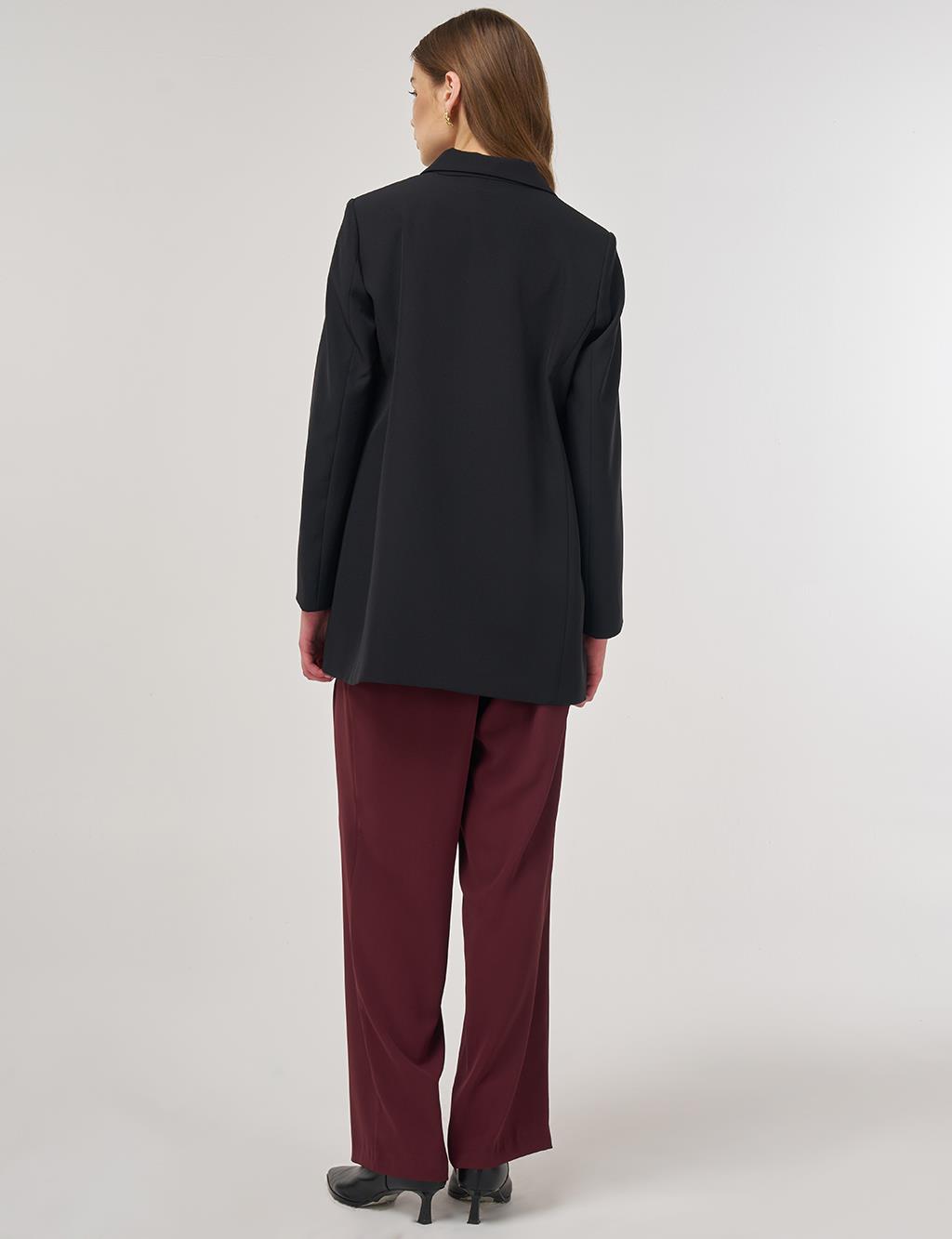 Button Detail Blazer Jacket in Black
