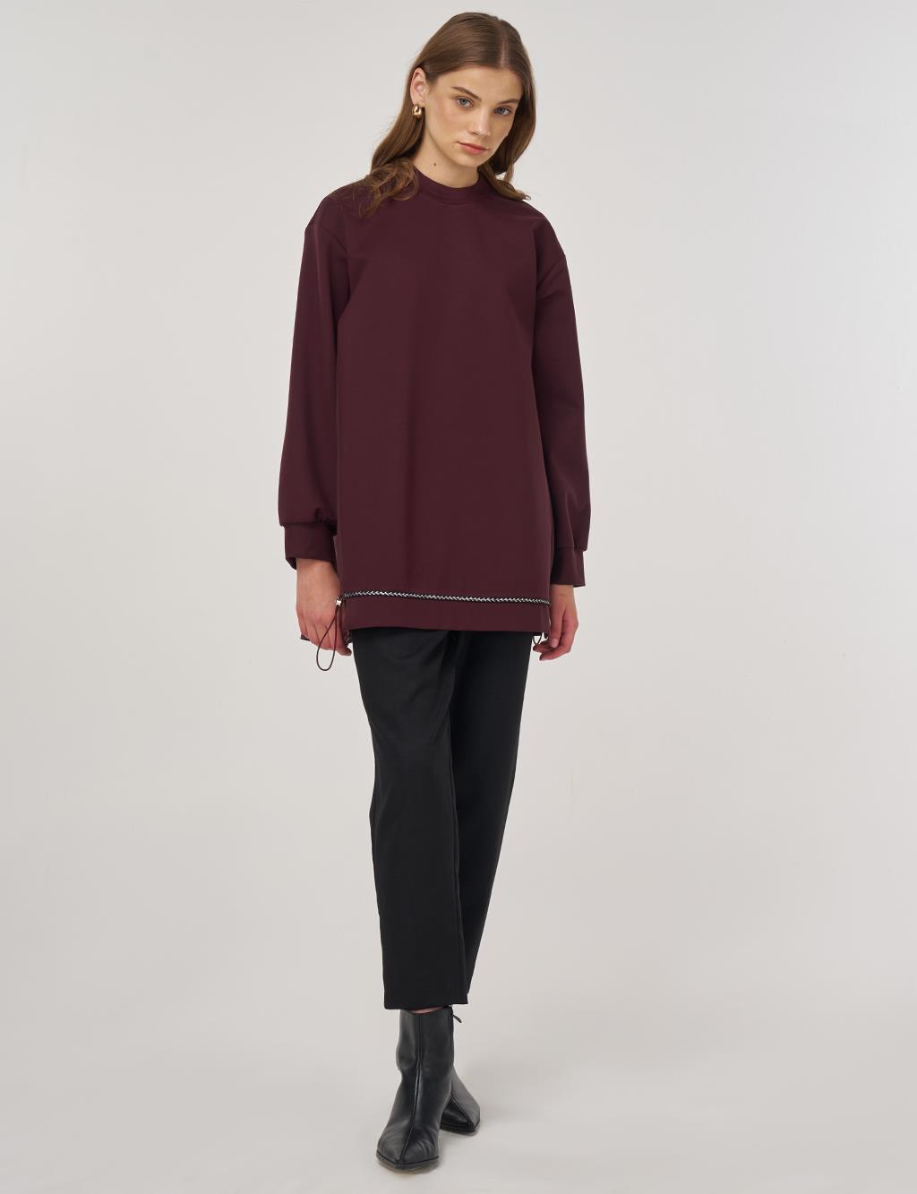Embossed Detail Sweatshirt Dark Burgundy 
