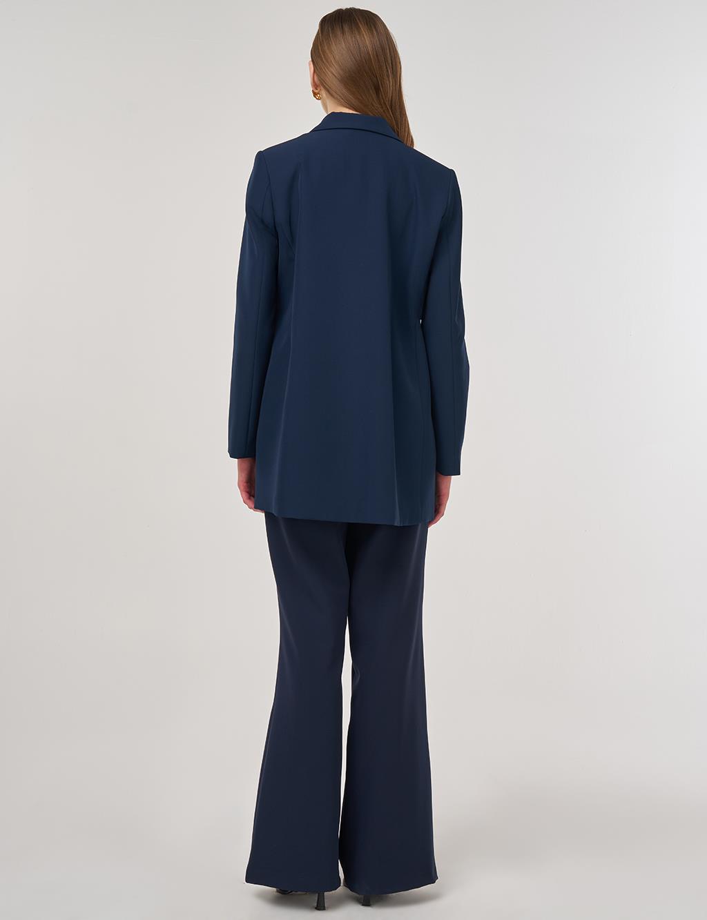 Button Detail Blazer Jacket in Dark Navy