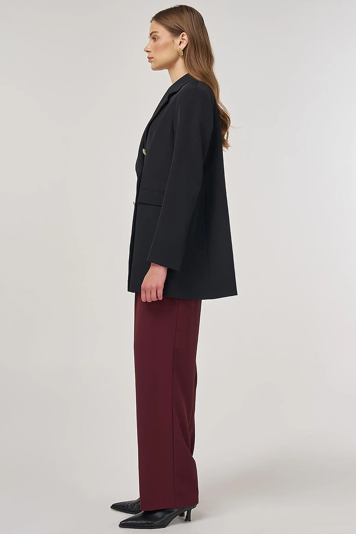 Button Detail Blazer Jacket in Black