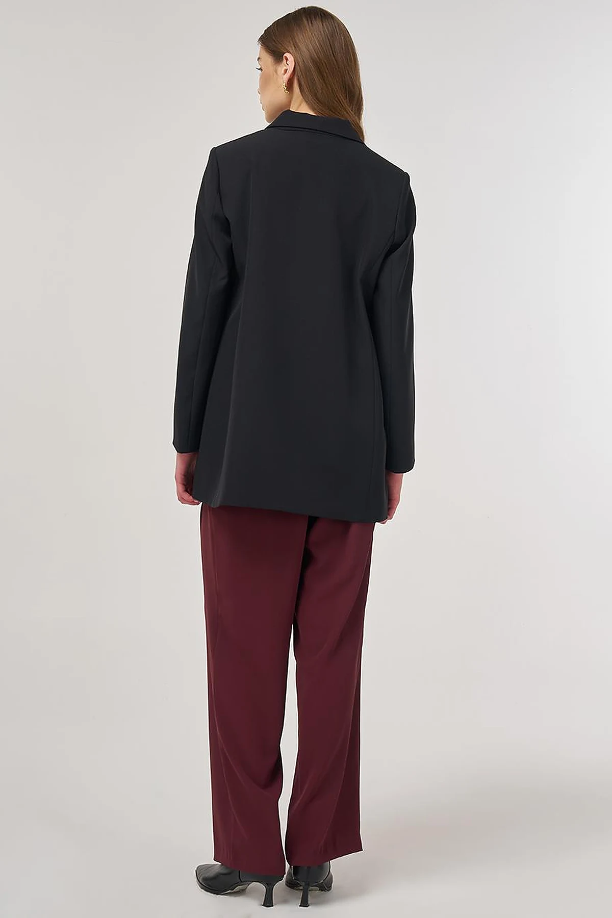 Button Detail Blazer Jacket in Black