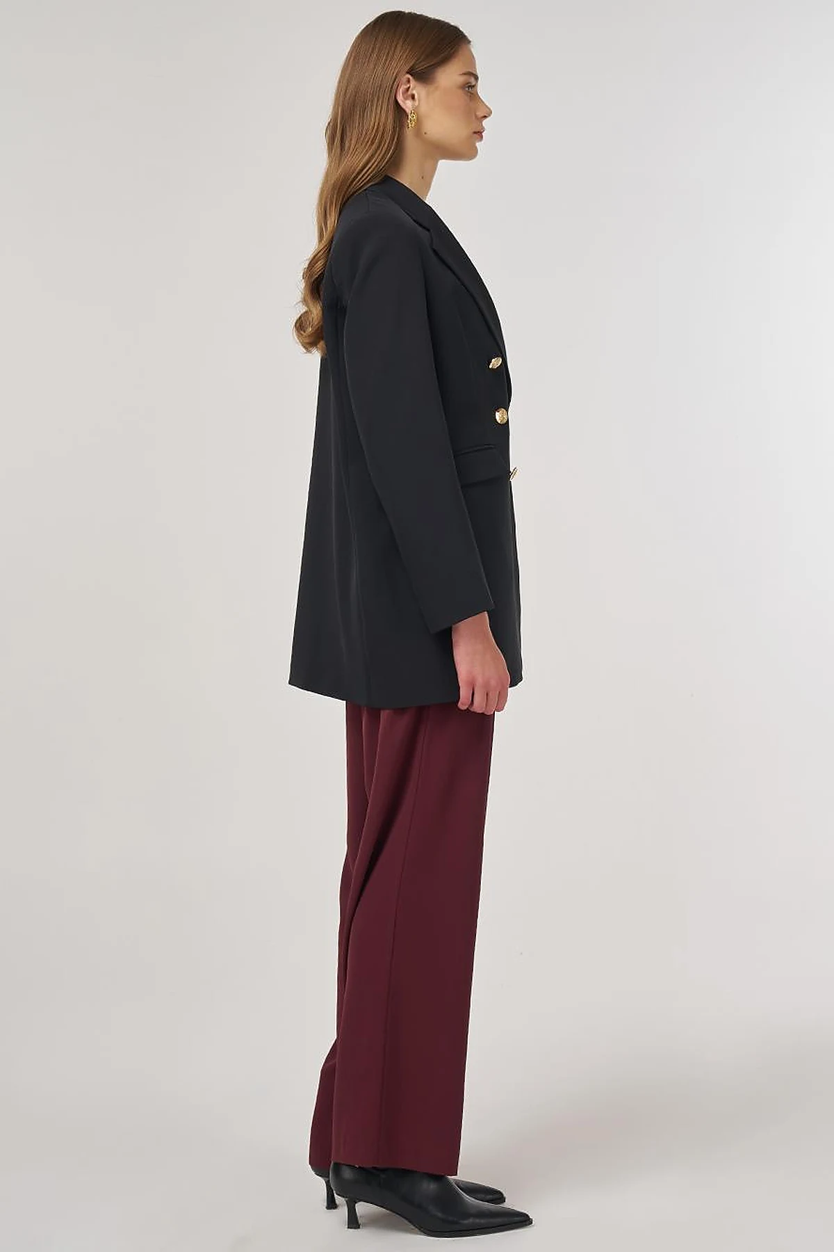 Button Detail Blazer Jacket in Black