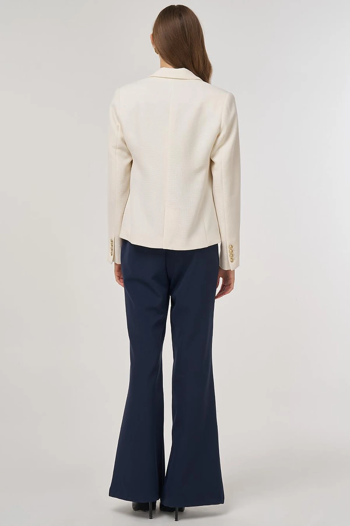 Gold Buttoned Blazer Jacket in Cream