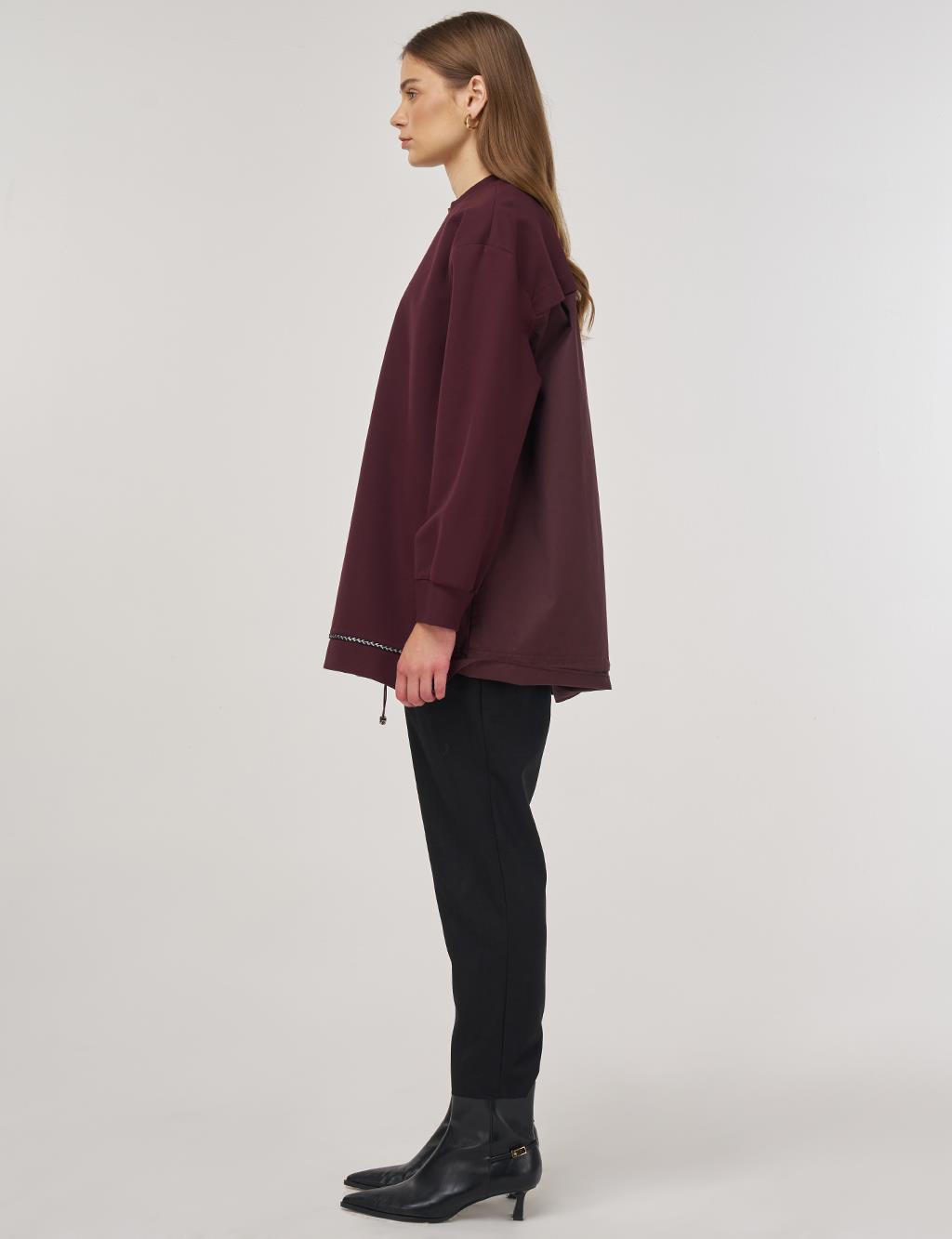 Embossed Detail Sweatshirt Dark Burgundy 