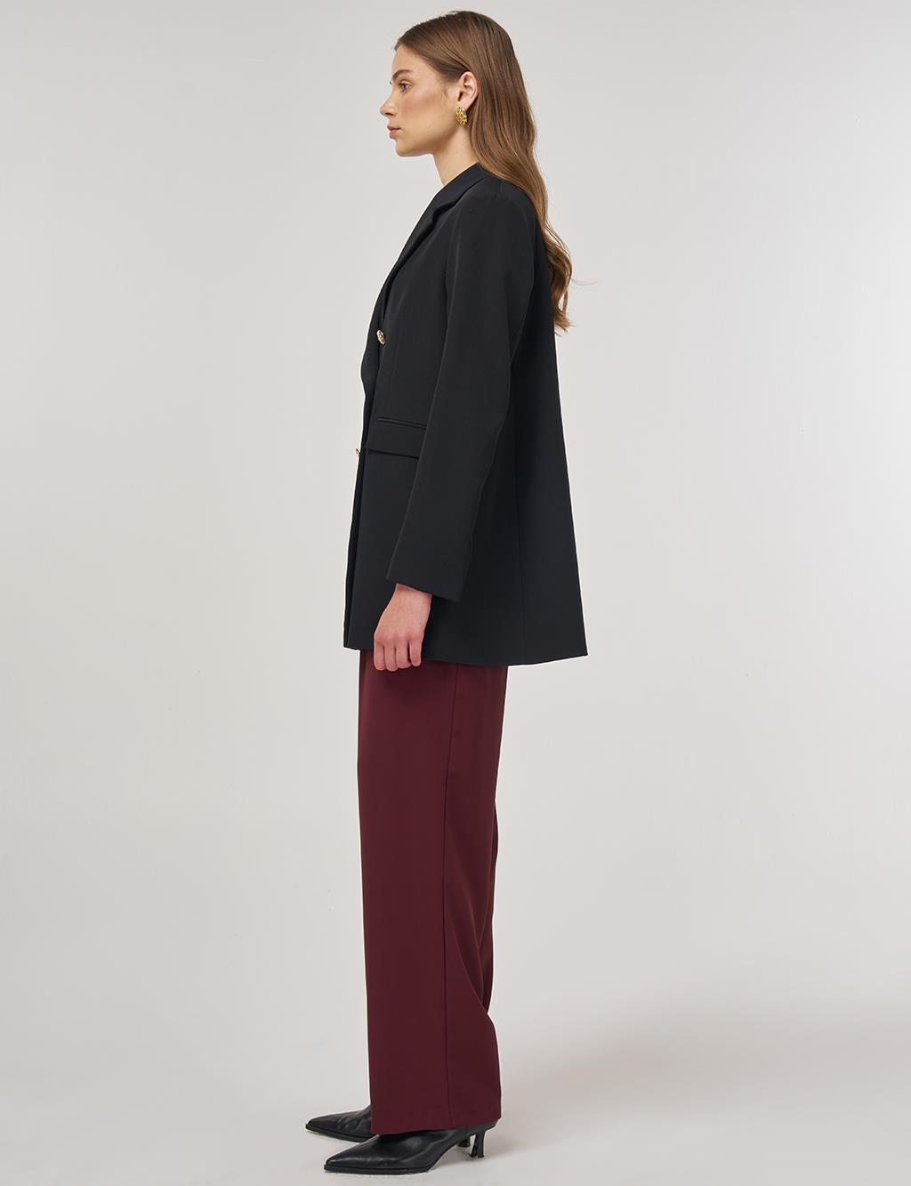 Button Detail Blazer Jacket in Black