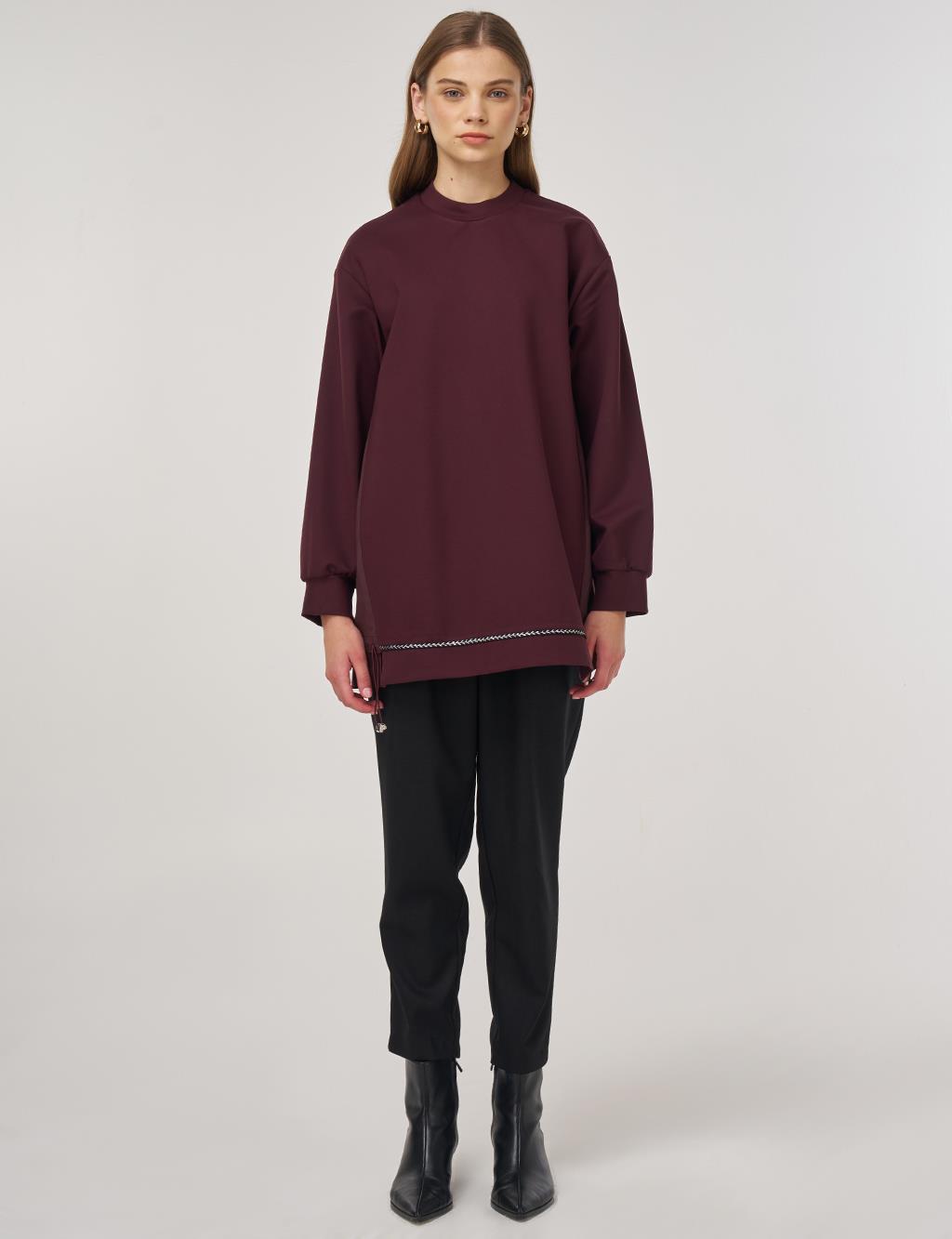 Embossed Detail Sweatshirt Dark Burgundy 