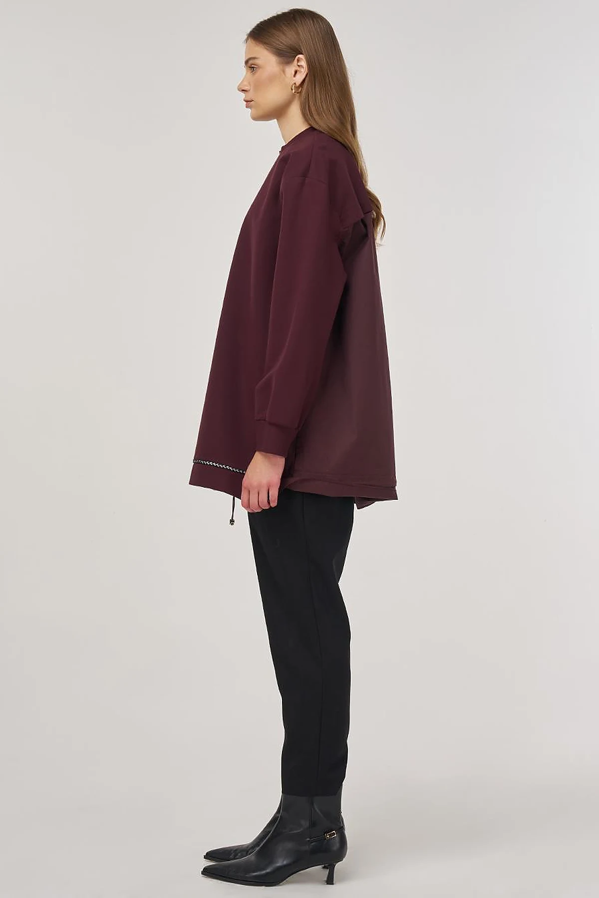 Embossed Detail Sweatshirt Dark Burgundy 