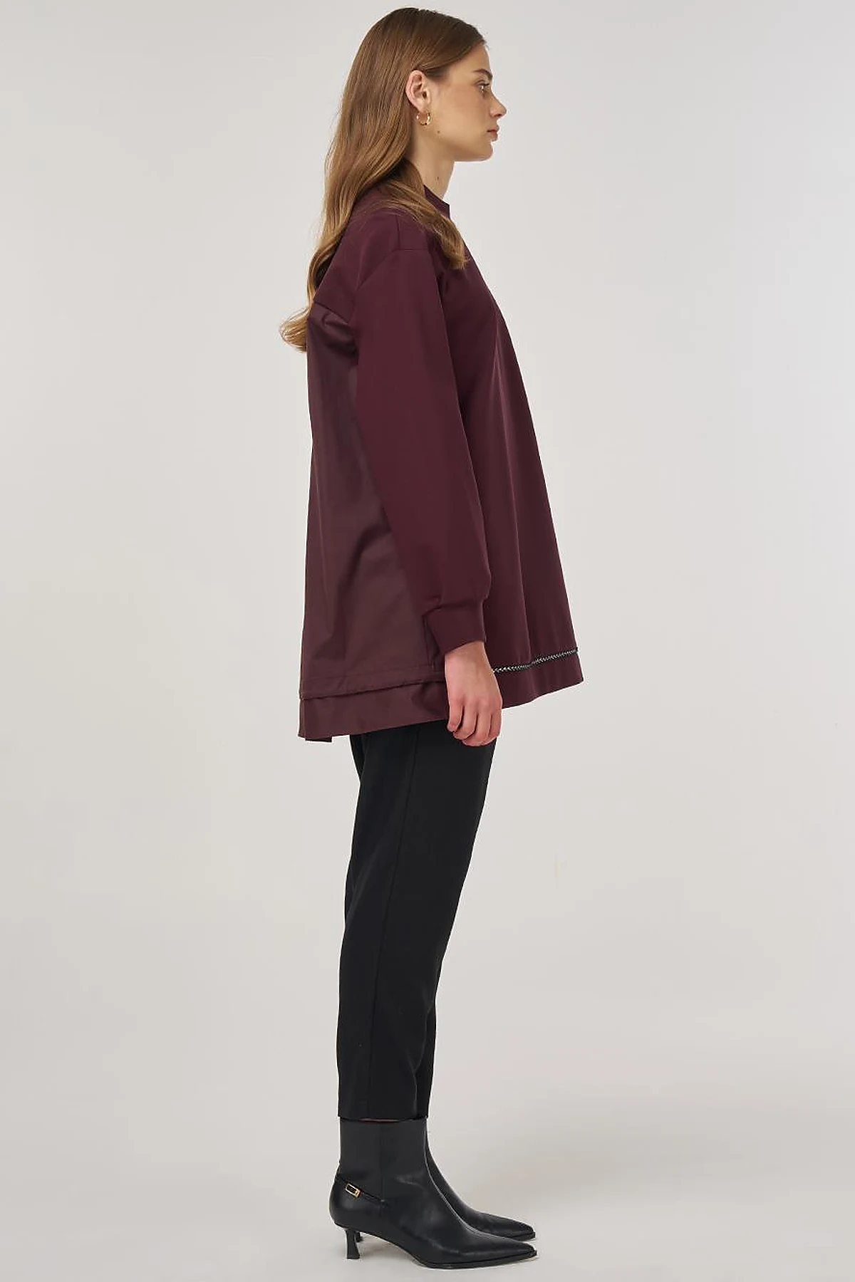 Embossed Detail Sweatshirt Dark Burgundy 