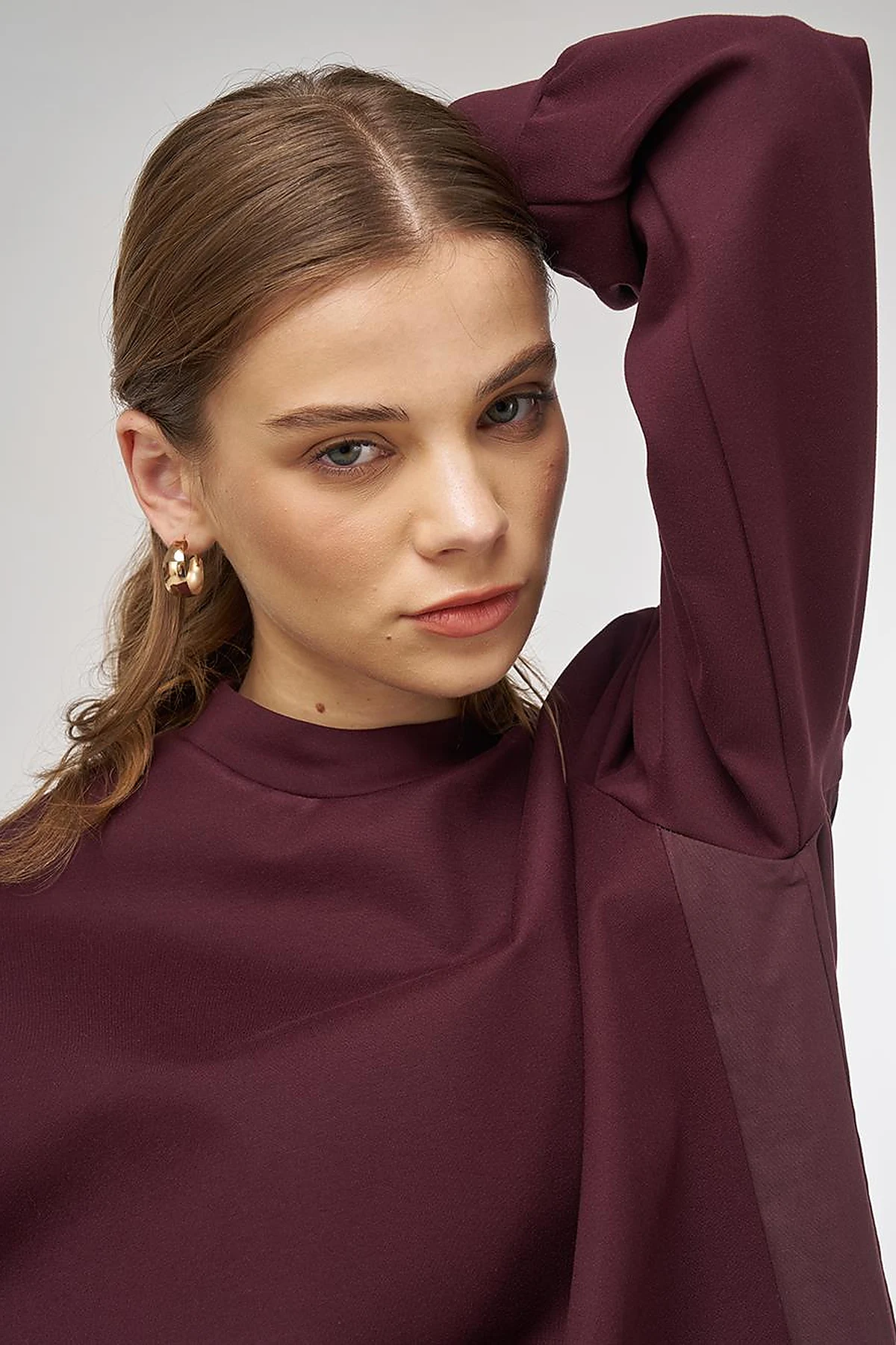 Embossed Detail Sweatshirt Dark Burgundy 