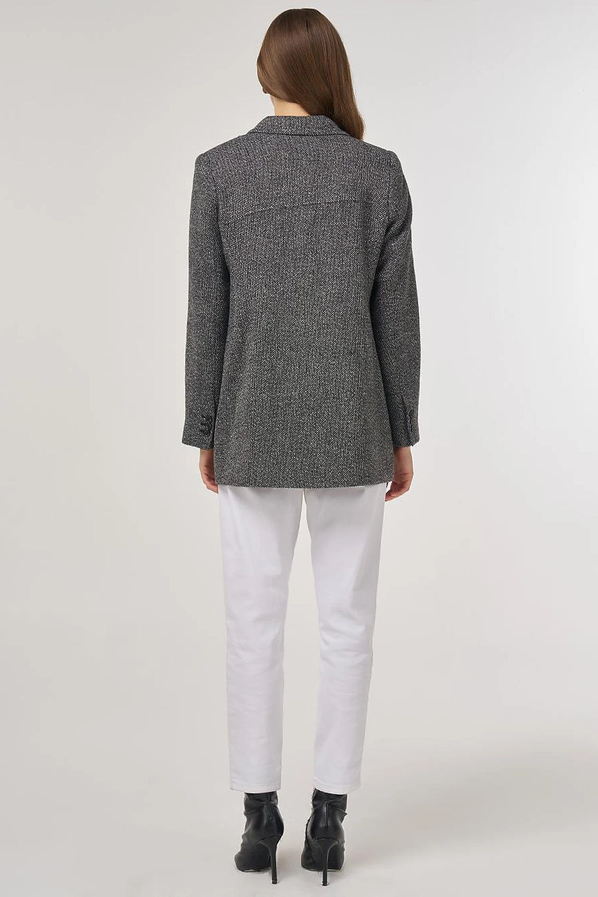 Wool Blend Blazer Jacket in Black