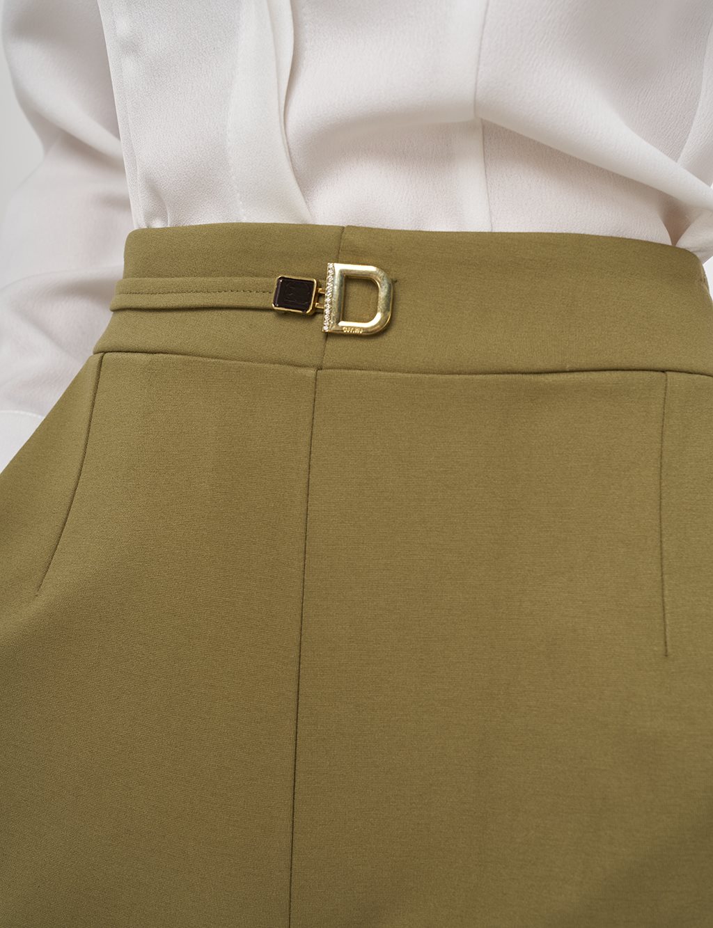 Metal Tokalı Boru Paça Pantolon Haki