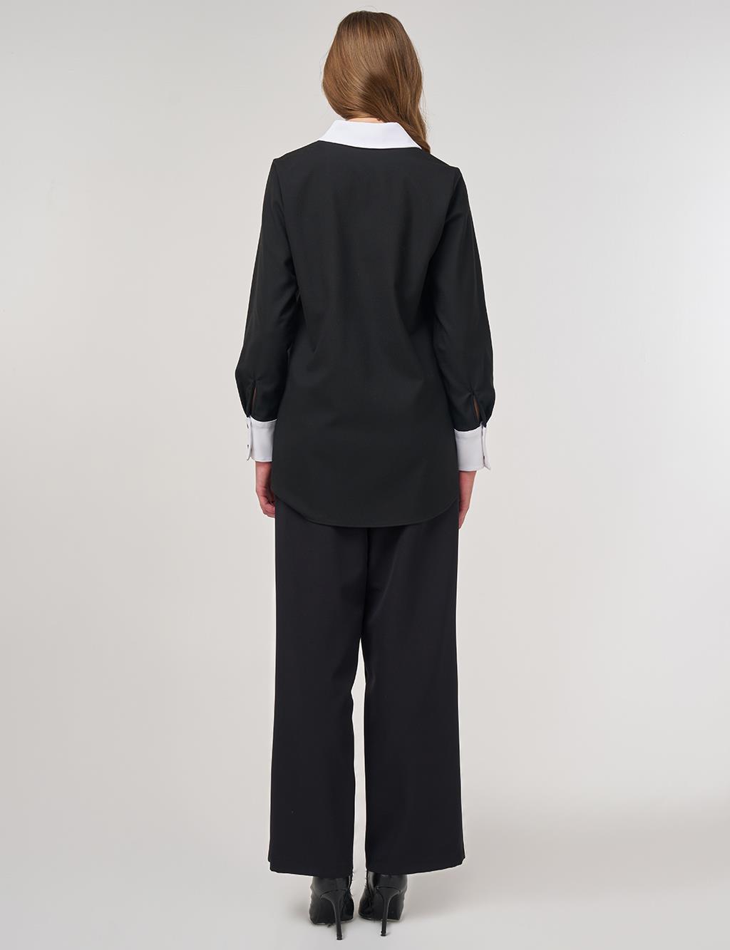 Drawstring Detail Viscose Tunic Black