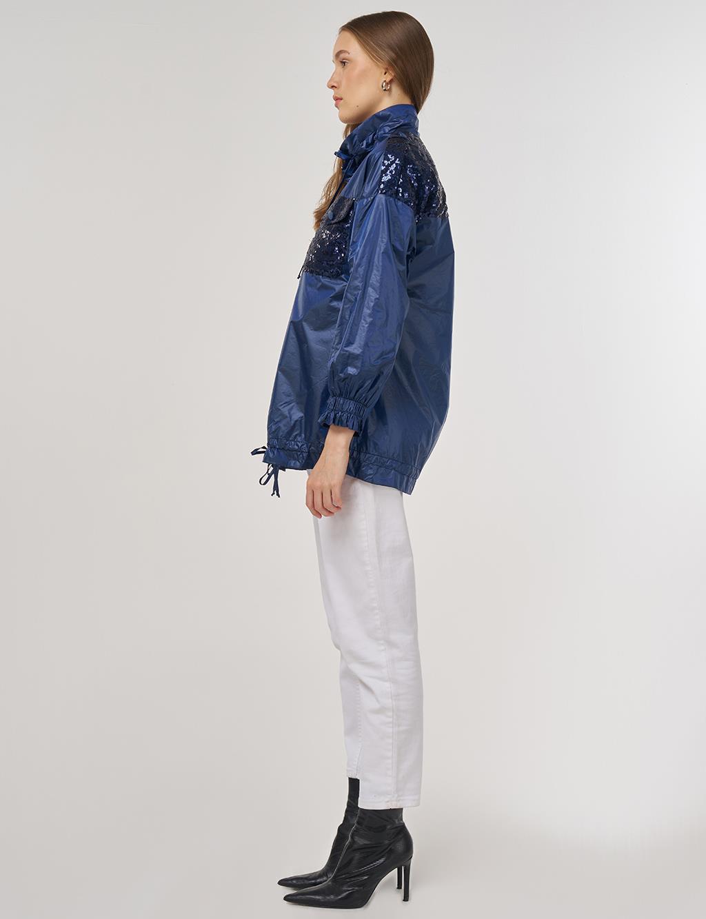 Sequin-Embroidered Jacket Indigo 