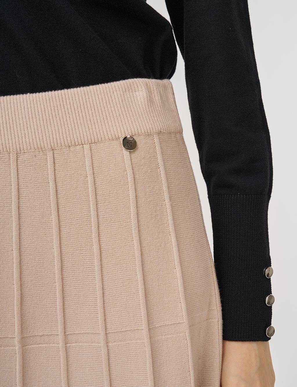 Stitched Viscose Knit Skirt in Cream