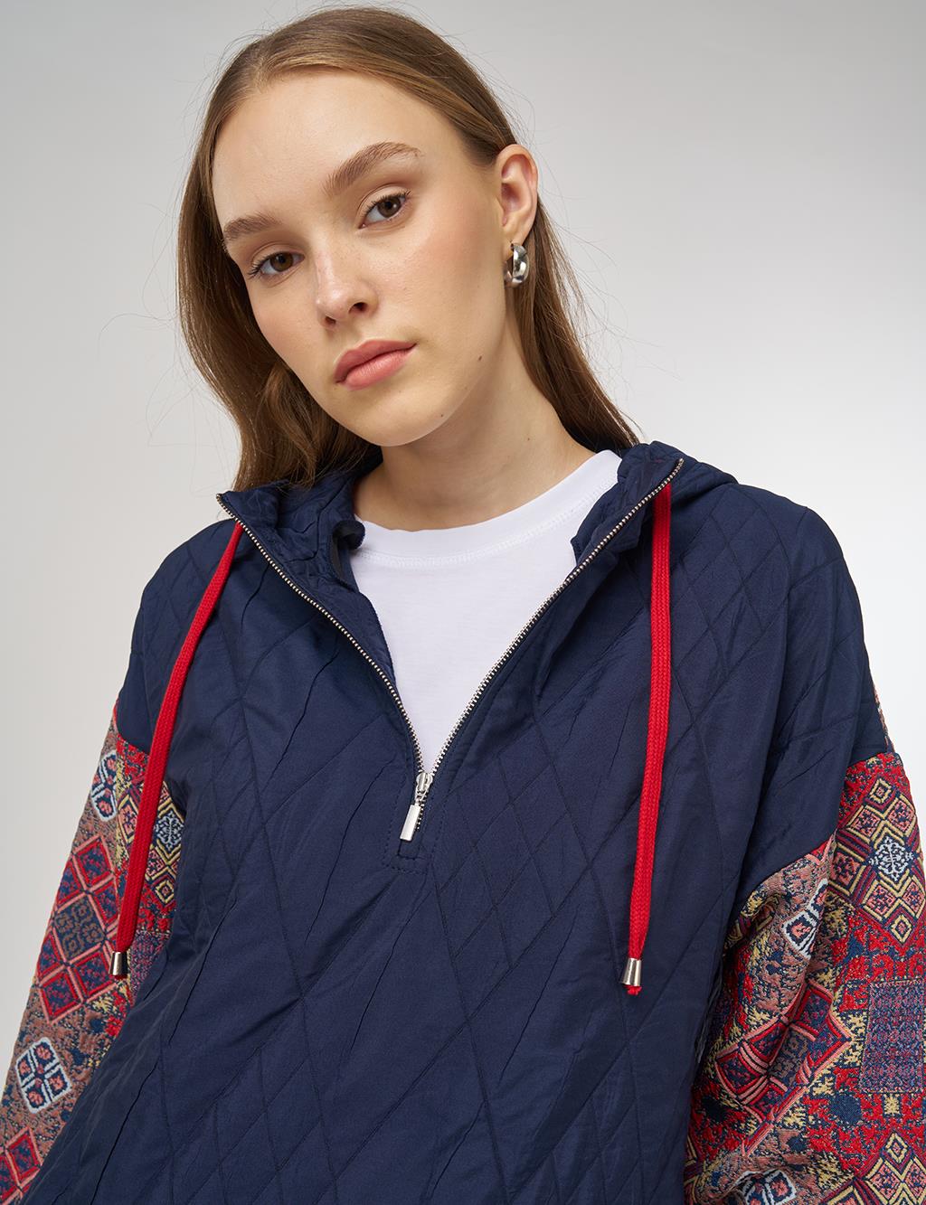 Patterned Sweatshirt Navy