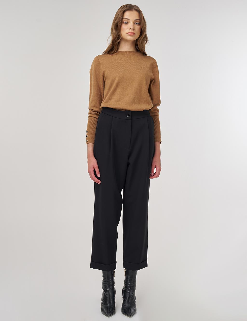 Cuffed Hem Pants Black